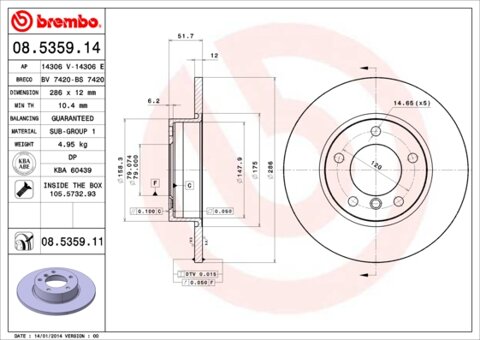 Obrázok Brzdový kotúč BREMBO 08.5359.11