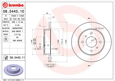 Obrázok Brzdový kotúč BREMBO 08.5443.11