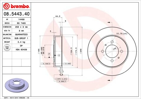 Obrázok Brzdový kotúč BREMBO 08.5443.40