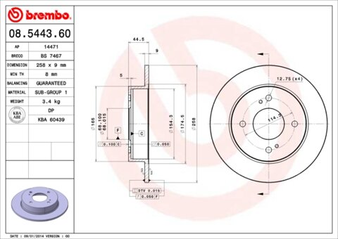 Obrázok Brzdový kotúč BREMBO 08.5443.60