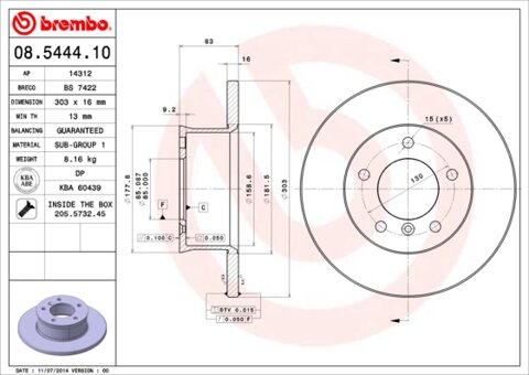 Obrázok Brzdový kotúč BREMBO 08.5444.10