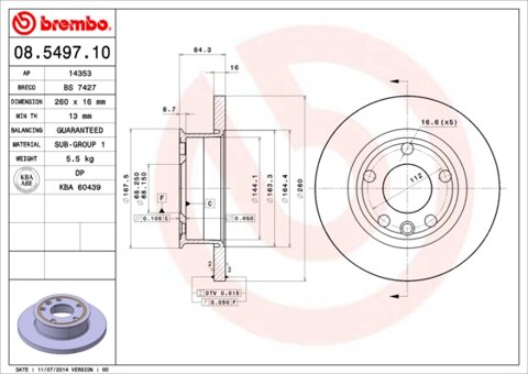 Obrázok Brzdový kotúč BREMBO 08.5497.10