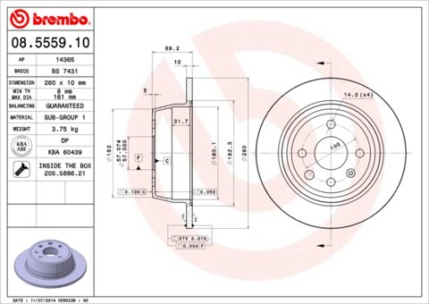 Obrázok Brzdový kotúč BREMBO 08.5559.10