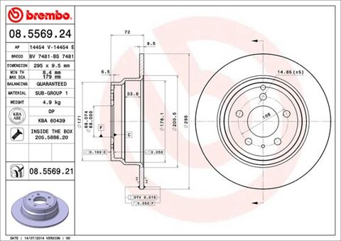 Obrázok Brzdový kotúč BREMBO 08.5569.21