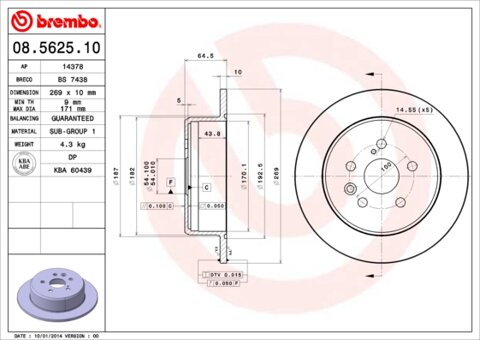 Obrázok Brzdový kotúč BREMBO 08.5625.10