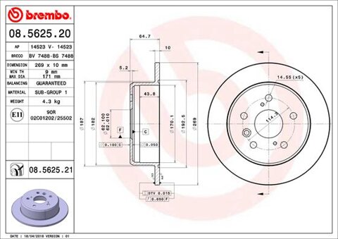 Obrázok Brzdový kotúč BREMBO COATED DISC LINE 08.5625.21