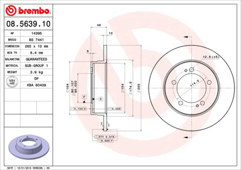 Obrázok Brzdový kotúč BREMBO 08.5639.10