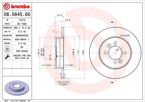 Obrázok Brzdový kotúč BREMBO 08.5645.60