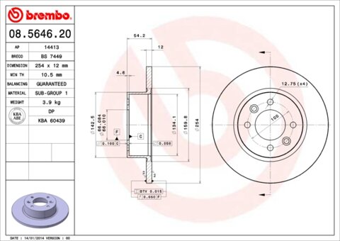 Obrázok Brzdový kotúč BREMBO 08.5646.20