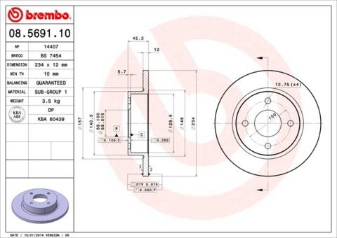 Obrázok Brzdový kotúč BREMBO 08.5691.10