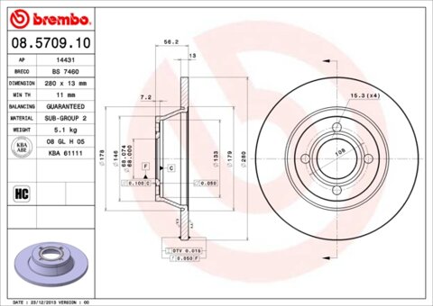 Obrázok Brzdový kotúč BREMBO 08.5709.10