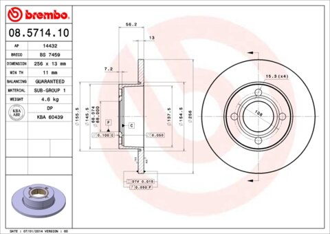 Obrázok Brzdový kotúč BREMBO 08.5714.10