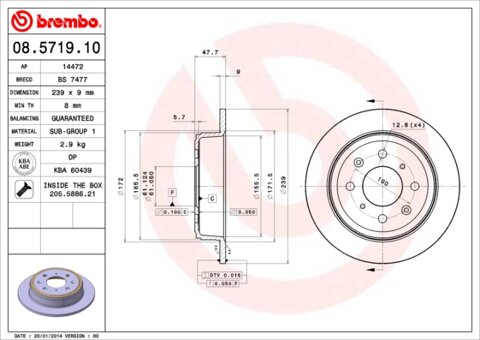 Obrázok Brzdový kotúč BREMBO 08.5719.10