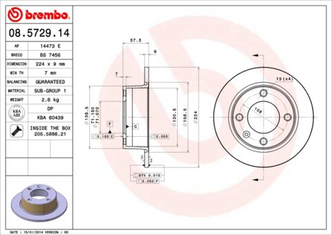 Obrázok Brzdový kotúč BREMBO 08.5729.14