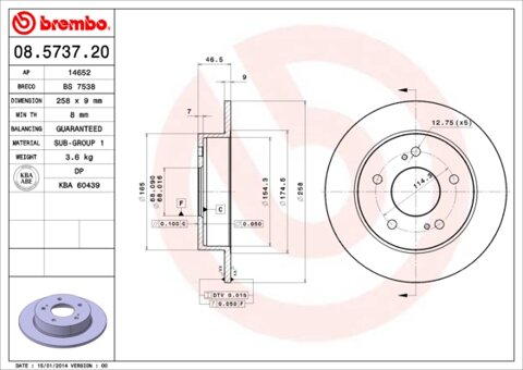 Obrázok Brzdový kotúč BREMBO 08.5737.20