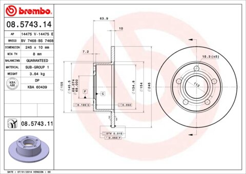 Obrázok Brzdový kotúč BREMBO 08.5743.11