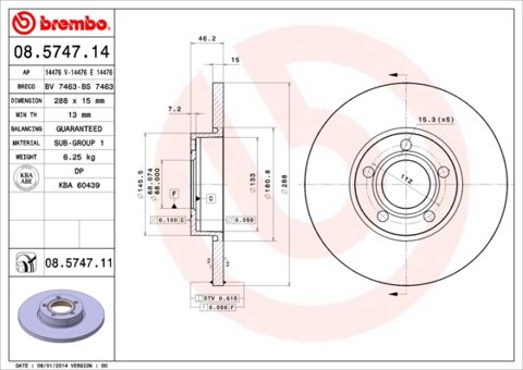 Obrázok Brzdový kotúč BREMBO 08.5747.11