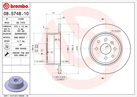 Obrázok Brzdový kotúč BREMBO 08.5748.10