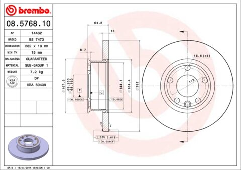 Obrázok Brzdový kotúč BREMBO 08.5768.10