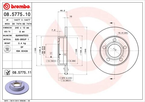 Obrázok Brzdový kotúč BREMBO 08.5775.11