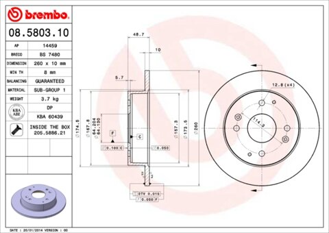 Obrázok Brzdový kotúč BREMBO 08.5803.10