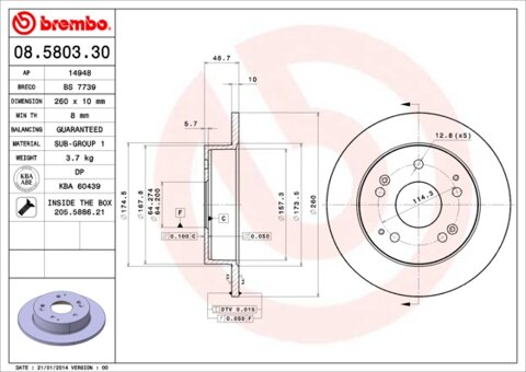 Obrázok Brzdový kotúč BREMBO 08.5803.30