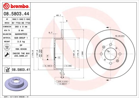 Obrázok Brzdový kotúč BREMBO 08.5803.41