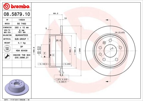 Obrázok Brzdový kotúč BREMBO 08.5879.10