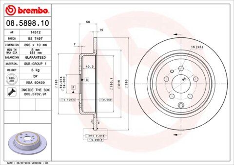 Obrázok Brzdový kotúč BREMBO 08.5898.10