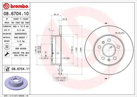 Obrázok Brzdový kotúč BREMBO 08.6704.11