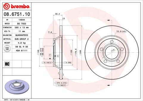 Obrázok Brzdový kotúč BREMBO 08.6751.10