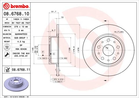 Obrázok Brzdový kotúč BREMBO 08.6768.11