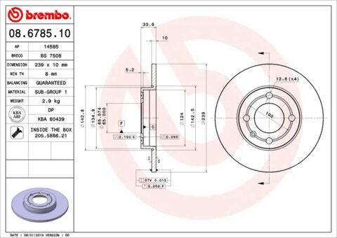 Obrázok Brzdový kotúč BREMBO 08.6785.10