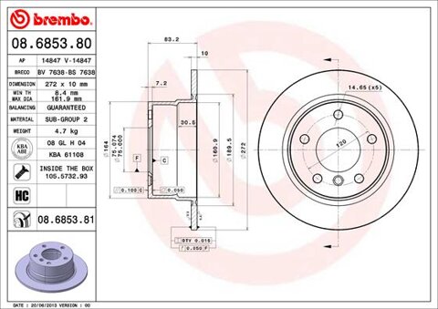 Obrázok Brzdový kotúč BREMBO 08.6853.81