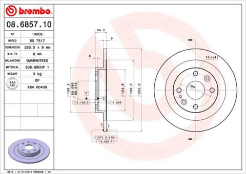 Obrázok Brzdový kotúč BREMBO 08.6857.10