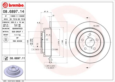 Obrázok Brzdový kotúč BREMBO 08.6897.11