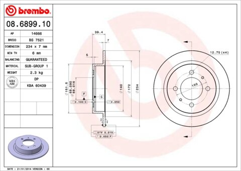 Obrázok Brzdový kotúč BREMBO 08.6899.10