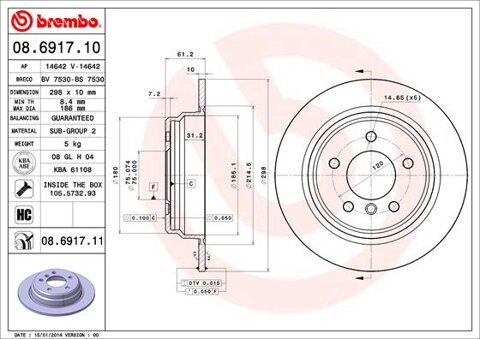 Obrázok Brzdový kotúč BREMBO 08.6917.11