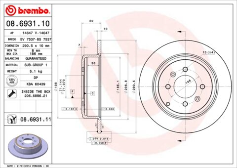 Obrázok Brzdový kotúč BREMBO 08.6931.11