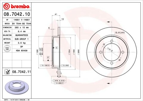 Obrázok Brzdový kotúč BREMBO 08.7042.11