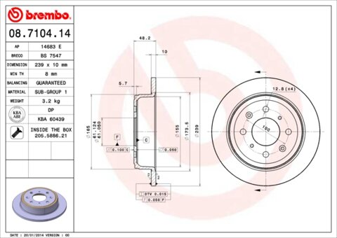 Obrázok Brzdový kotúč BREMBO 08.7104.14