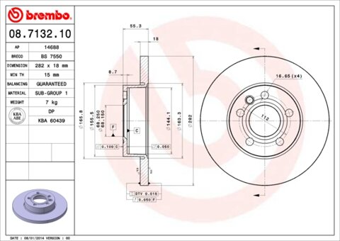 Obrázok Brzdový kotúč BREMBO 08.7132.10