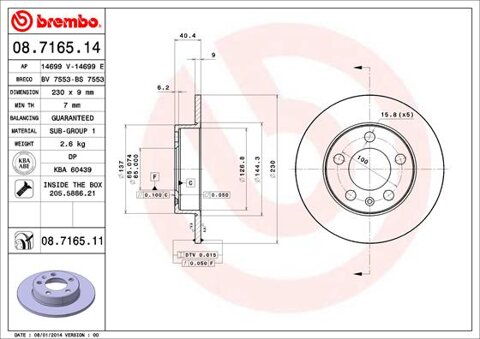 Obrázok Brzdový kotúč BREMBO 08.7165.11