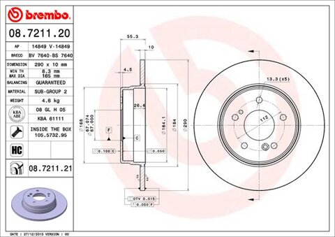 Obrázok Brzdový kotúč BREMBO 08.7211.21