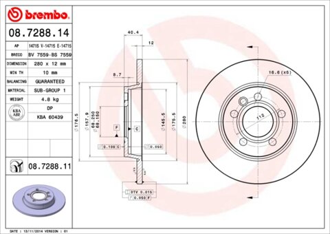 Obrázok Brzdový kotúč BREMBO 08.7288.11