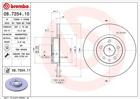 Obrázok Brzdový kotúč BREMBO 08.7354.11