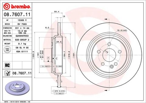 Obrázok Brzdový kotúč BREMBO 08.7607.11