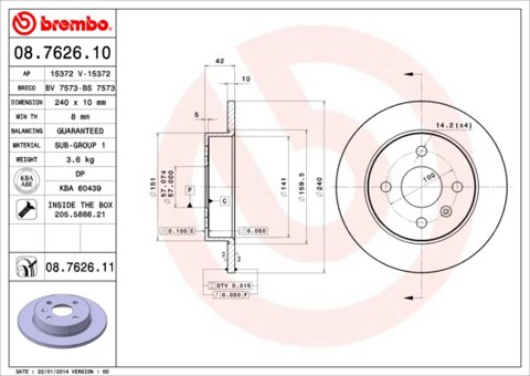 Obrázok Brzdový kotúč BREMBO 08.7626.11