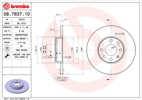 Obrázok Brzdový kotúč BREMBO 08.7637.10