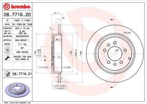 Obrázok Brzdový kotúč BREMBO 08.7716.21